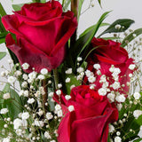 Red Roses and Gypsophila - Love Vase