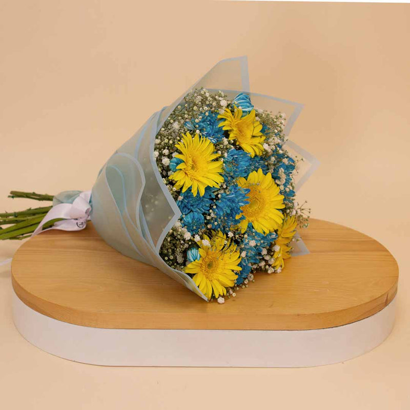 Flowrista | Blue Chrysanthemum & Yellow Gerbera Bouquet