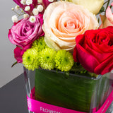 Mixed Flower Vase with Chrysanthemums, Lilies & Roses