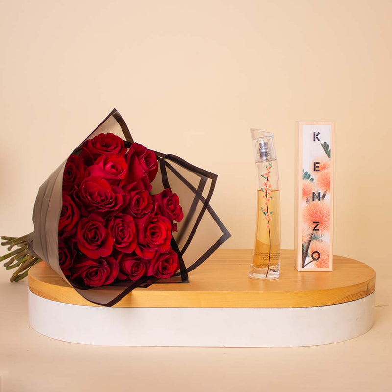 Kenzo Flower Ikebana EDP 75ml & Red Roses Bouquet