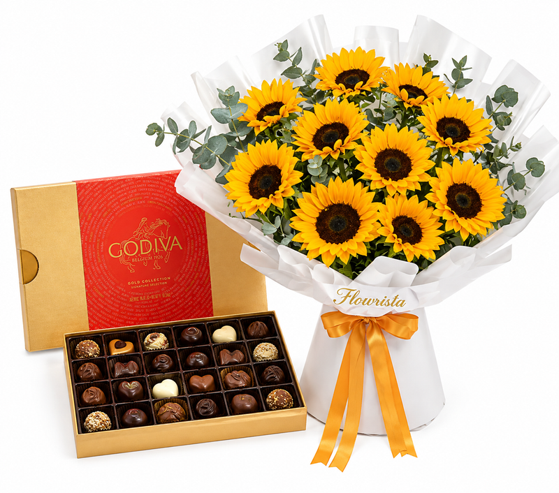 Godiva Gold Collection 24pcs & Sunflowers Bouquet