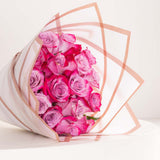 Veloor Rouge Scarf & 15 Pink Roses Bouquet