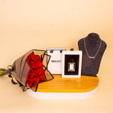 Signature Musc & Zircon Bundle - Perfume 30ml & Necklace & Red Roses Bouquet