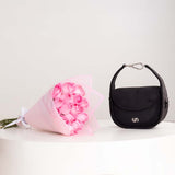 CoCan Half Moon Bag & Pink Roses Bouquet