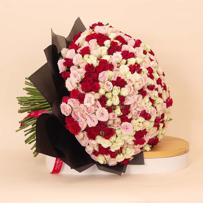Flowrista | Bouquet of 250 White, Pink & Red Roses