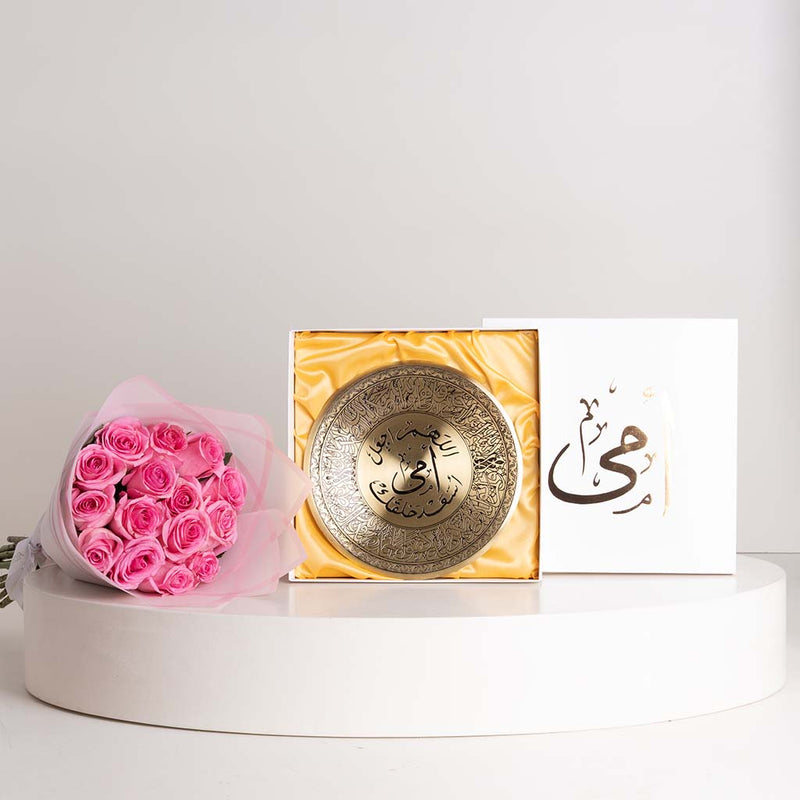 Mother Golden Shield & Pink Roses Bouquet