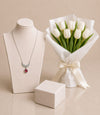 Silvara Angel Wings Necklace & White Tulips Bouquet