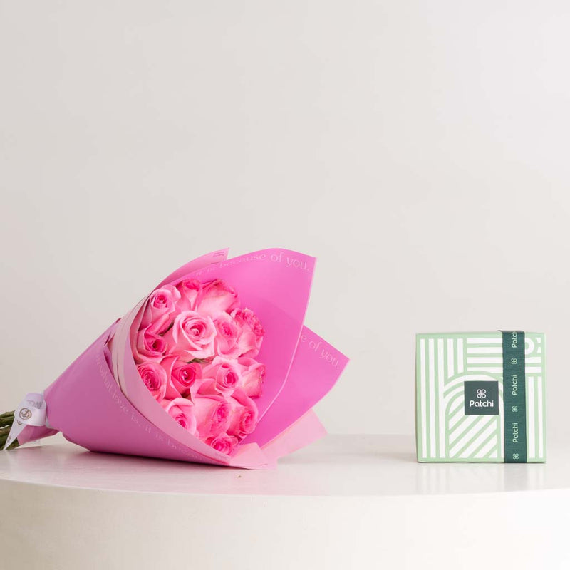 Patchi Chocolates 1kg & Revival Roses Bouquet