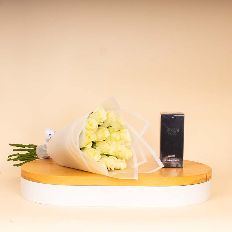 Giorgio Armani Code for Men 125 ml & White Roses Hand Bouquet