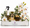 Kuwaiti Perfume Trio Gift Set with White Orchid Arrangement