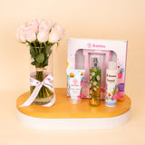 Bubblzz Glow Gift Set Coconut & Pink Roses Vase
