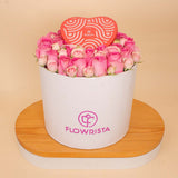 Blush Heart Bloom Box -  Revival Roses & Patchi Heart Box 22 pcs
