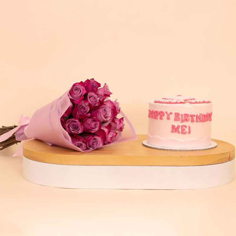 Ninos “Super Mom” Celebration Cake & 15 Pink Roses