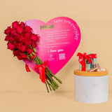 Patchi Chocolate & 15 Red flower Heart