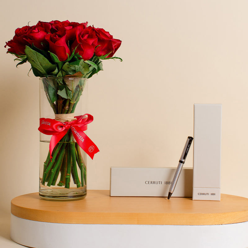 Signature Moments Set NSS220601C Pen |15 Red Roses Vase
