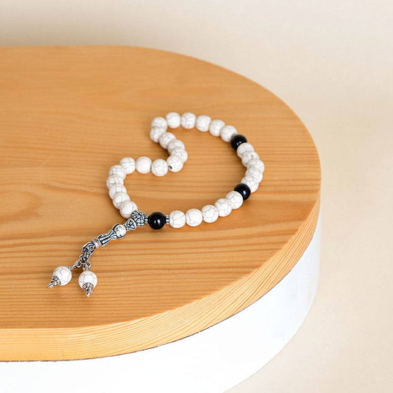 Natural White Turquoise Misbaha - 33 Beads (10mm)