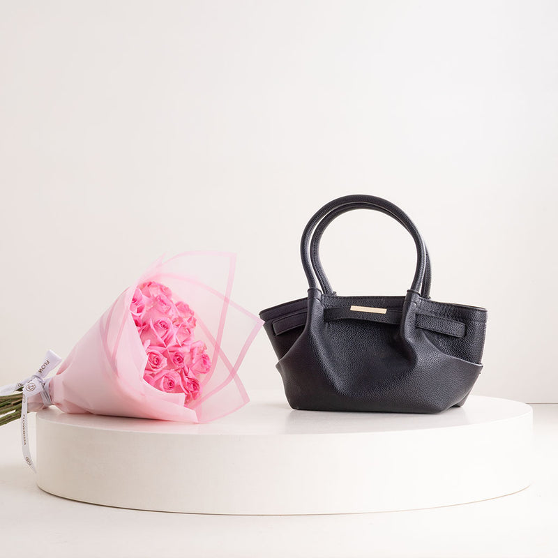 Alamki Alice Bag Black & Revival Roses Bouquet