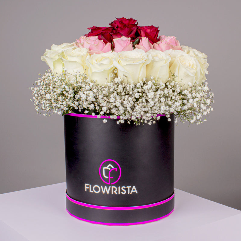 Flowrista Box with Red, Pink & White Roses