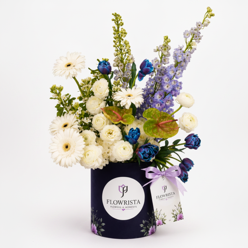 Flowrista Navy Flower Box - Clean White
