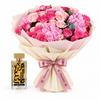 Amir Al Oud Gold perfume with Flowrista pink rose and hydrangea bouquet gift bundle