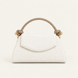 White Call It Spring structured flap bag with a knotted rope-style top handle