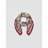 Mango ecru floral print square satin scarf on white background