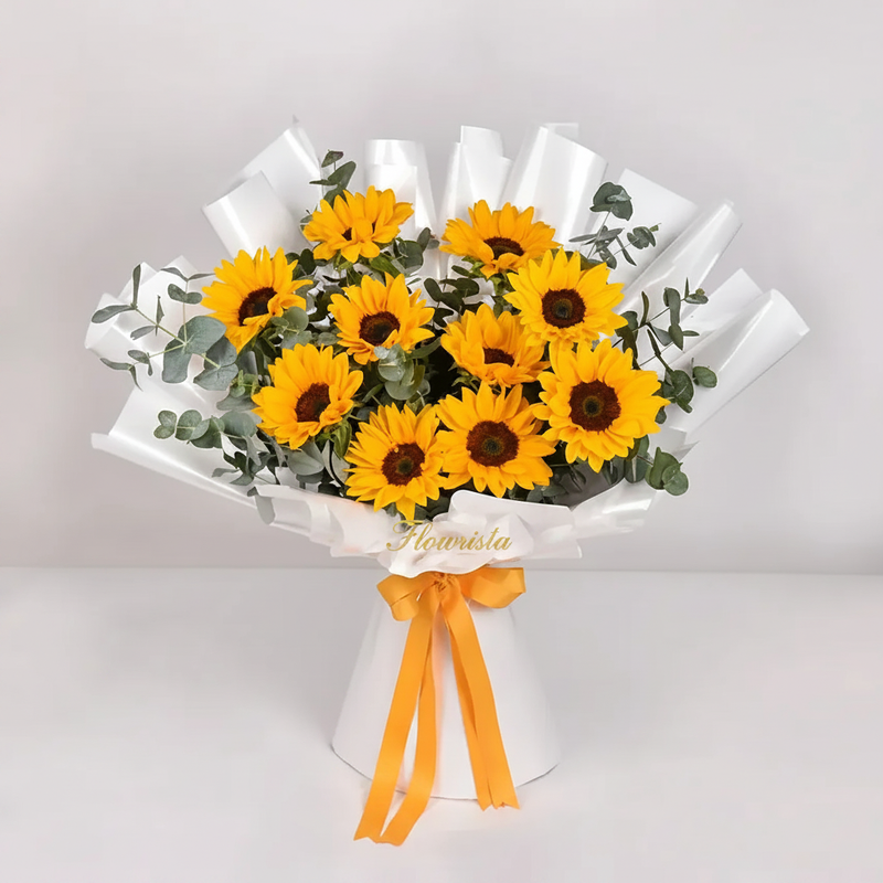 Flowrista sunflowers pop bouquet on white background