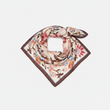Mango chocolate floral print square satin scarf on white background