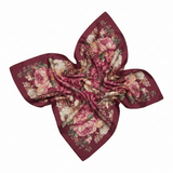 Mango maroon floral print satin square scarf 90x90cm