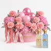 Cullinan Diamond Iris and Blue Diamond Aqua perfumes with a Flowrista pink flower and balloon box