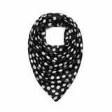 Mango black and white polka dot satin triangular scarf on white background