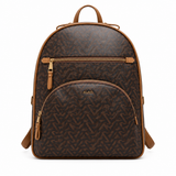 Dark brown ALDO MOROUCOS backpack with tan trim and front zip pocket
