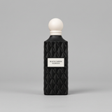 Black Carbon Diamond black faceted perfume bottle with white round cap