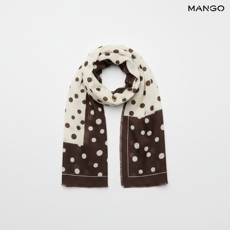 Mango chocolate spots print fluid scarf on white background