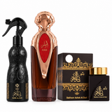 Asser perfume Bakhoor Ashek Al Oud and Ashiq Al Oud air freshener on a white background