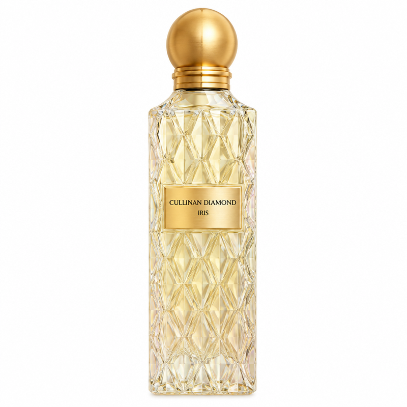 Cullinan Diamond Iris 150 ml pale gold textured perfume bottle with round gold cap