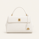 White Call It Spring structured top-handle bag with gold-tone turn-lock clasp and side charm