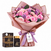 Bakhoor Ashek Al Oud jar and box beside a pink and lavender rose bouquet with Flowrista tag