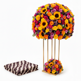 Mango chocolate zebra animal print scarf with Flowrista vibrant sunflower and mixed roses tower luxury gift set