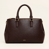 Dark brown ALDO Katheryn women's satchel bag with gold hardware