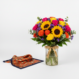Mango Chain-Print Scarf Orange with Vibrant Mixed Vase