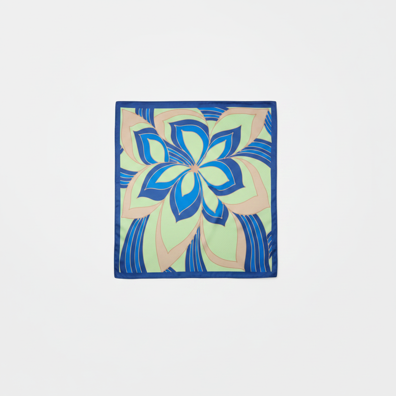 Mango Floral-Print Satin Scarf Blue