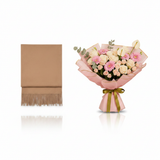 Mango Fringed Edge Scarf Brown with Whispers of Grace Bouquet