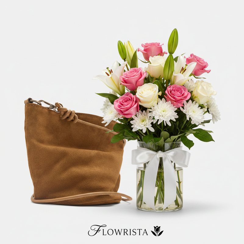 Parfois Bag with Pink White Vase