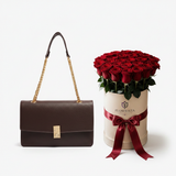 Parfois Brown Shoulder Bag with Flowrista Grand Red Roses White Box