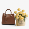 Parfois Brown Tote with Flowrista Yellow Roses