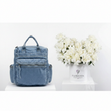 Parfois Denim Backpack with Flowrista White Peonies