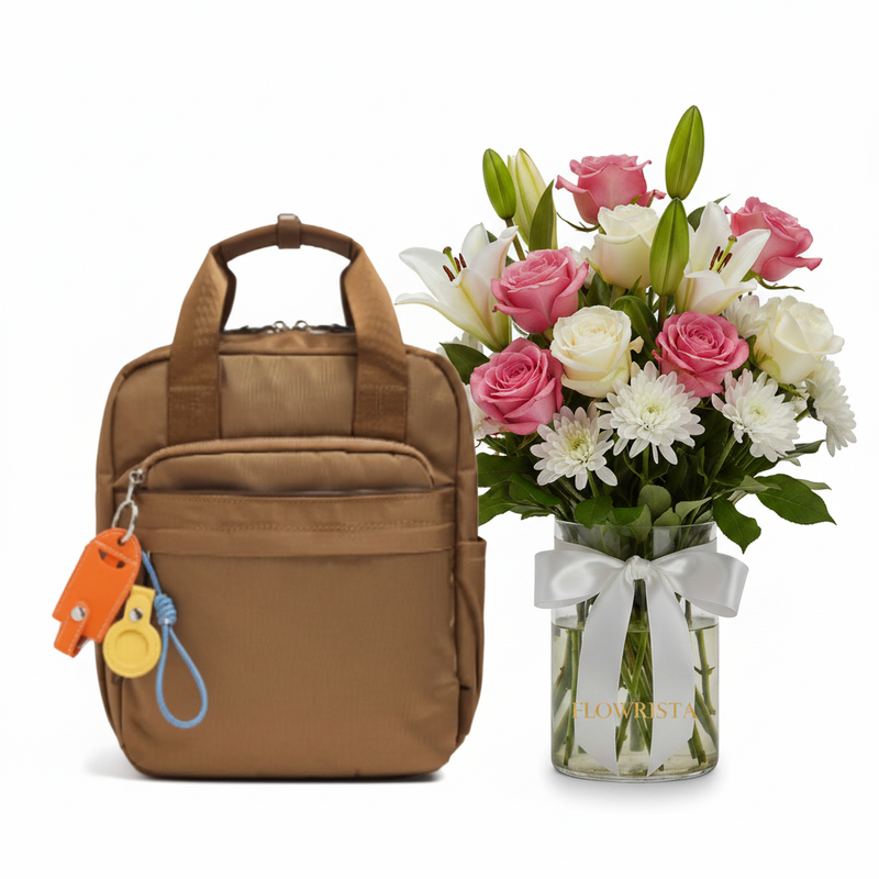 Parfois Nylon Backpack with Flowrista Vase