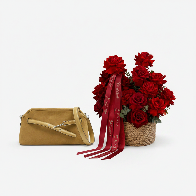 Parfois Olive Crossbody with Red Roses Basket