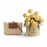 Parfois Straw Crossbody with Flowrista Yellow Spray Roses Box